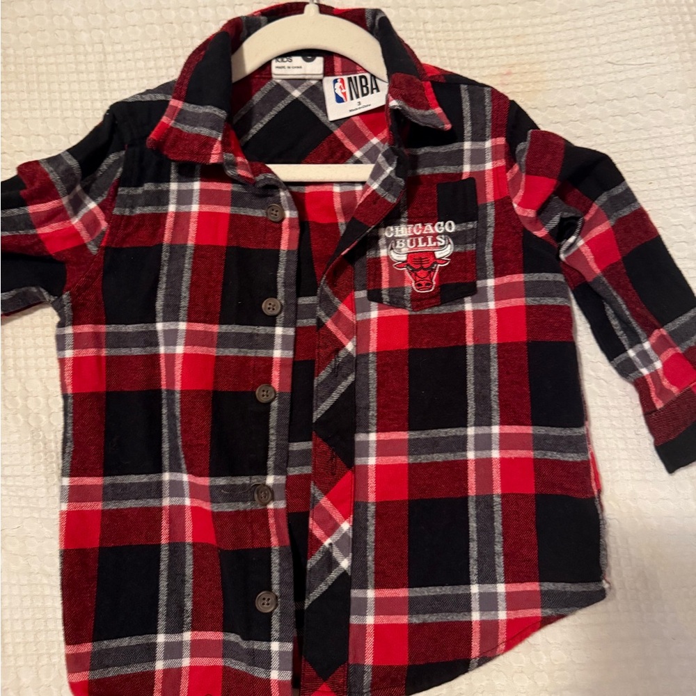 Chicago Bulls Kids Plaid Shirt - Red & Black
